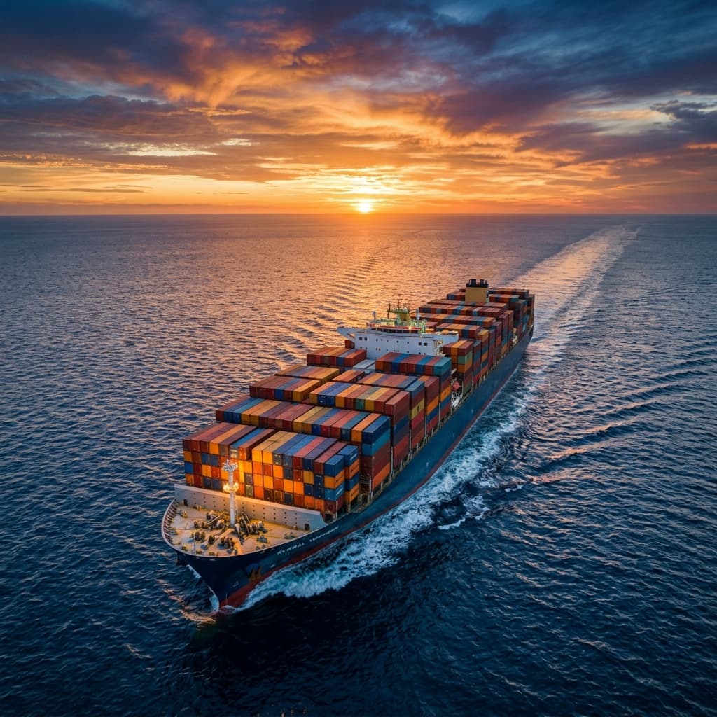 Container ship at sea