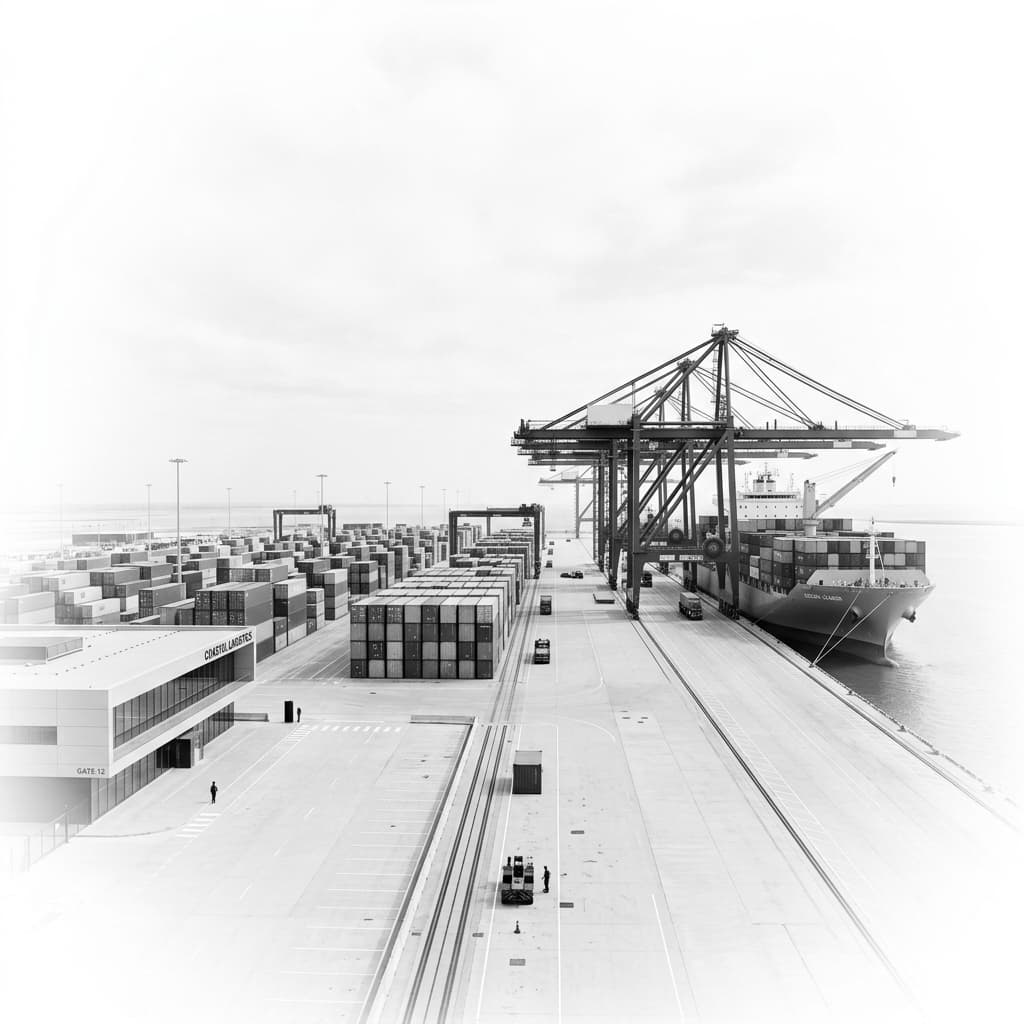 Port terminal at night